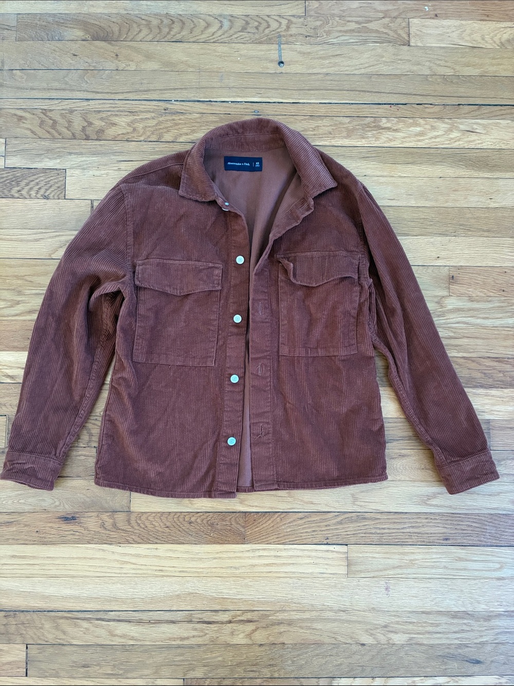 Abercrombie Corduroy Shacket Women’s XS Oversized Relaxed Cotton Brown Button Up